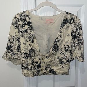 UO Melody Floral Hook & Eye Blouse